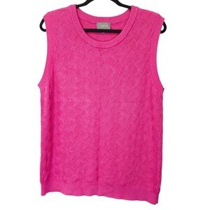 Cyrus Sweater Vest Large Pink Lightweight Pointelle Dopamine Dressing Soft Cozy